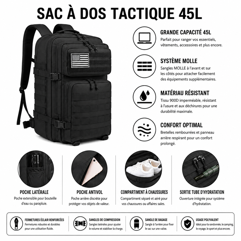 Sac à Dos Randonnée Coussin d'Air Grand Volume