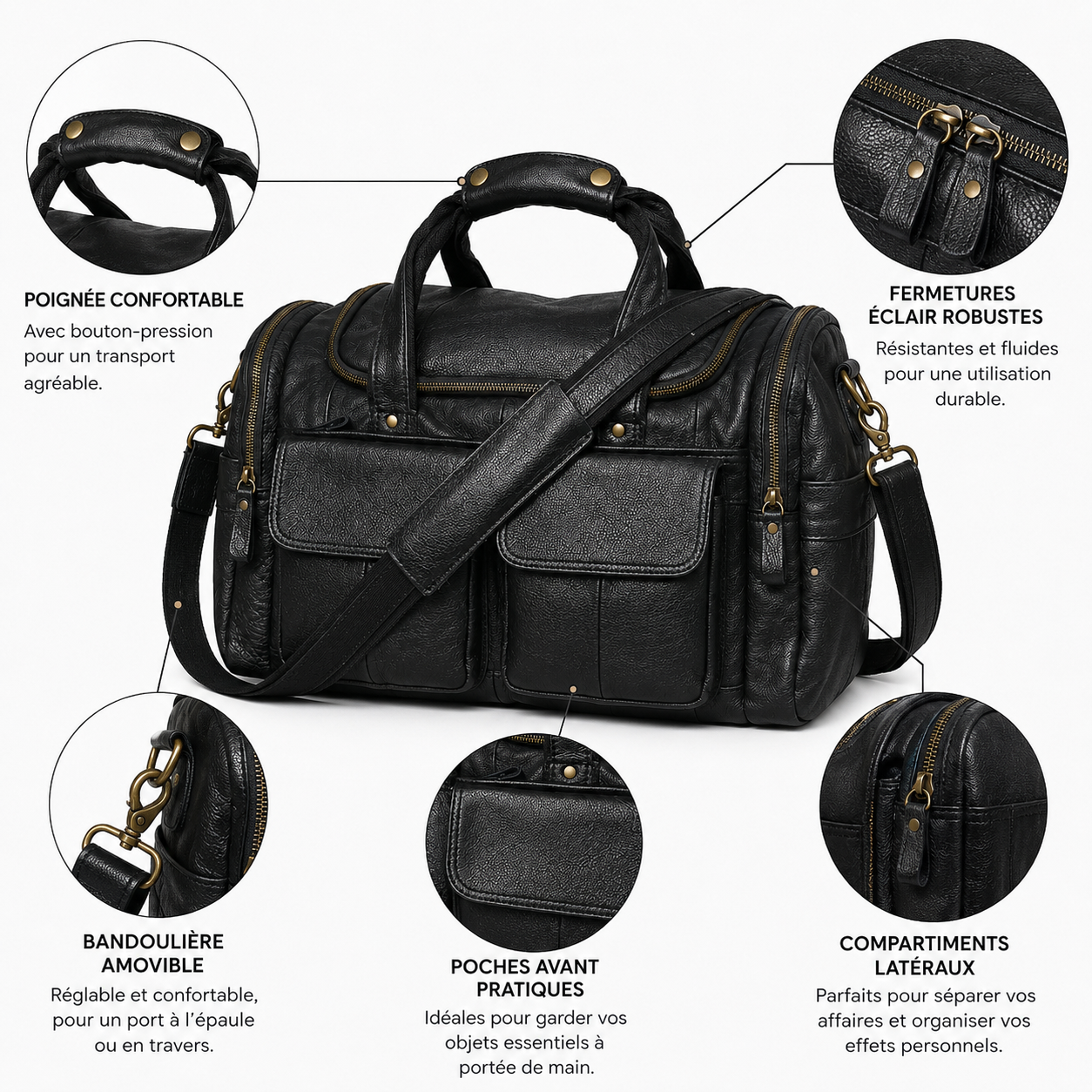 Sac de Voyage Cuir Véritable