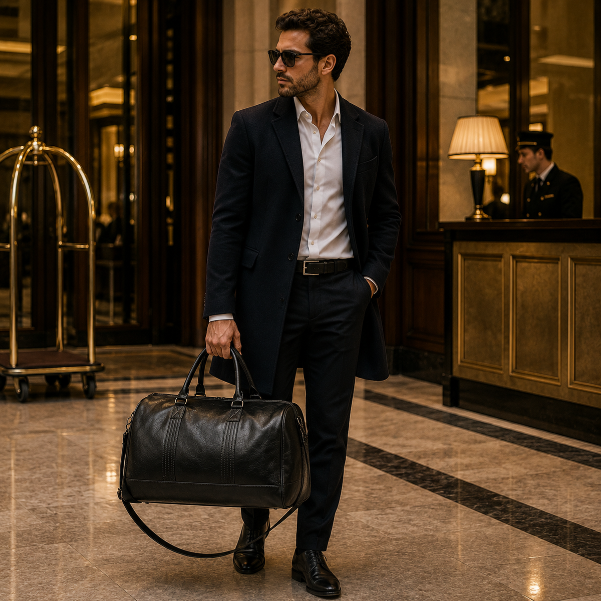 Sac de Voyage Cuir Véritable Structuré