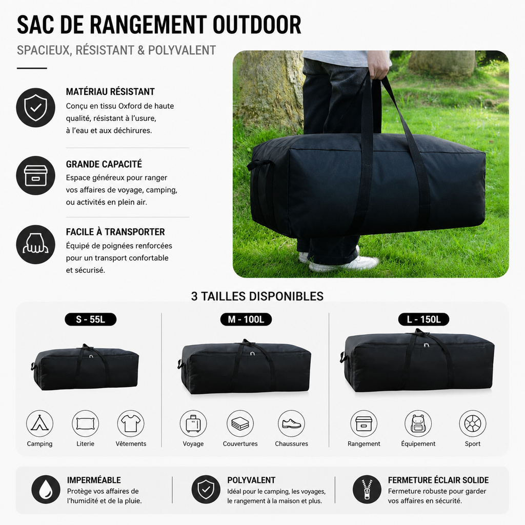 Sac de Voyage XXL Pliable Extérieur