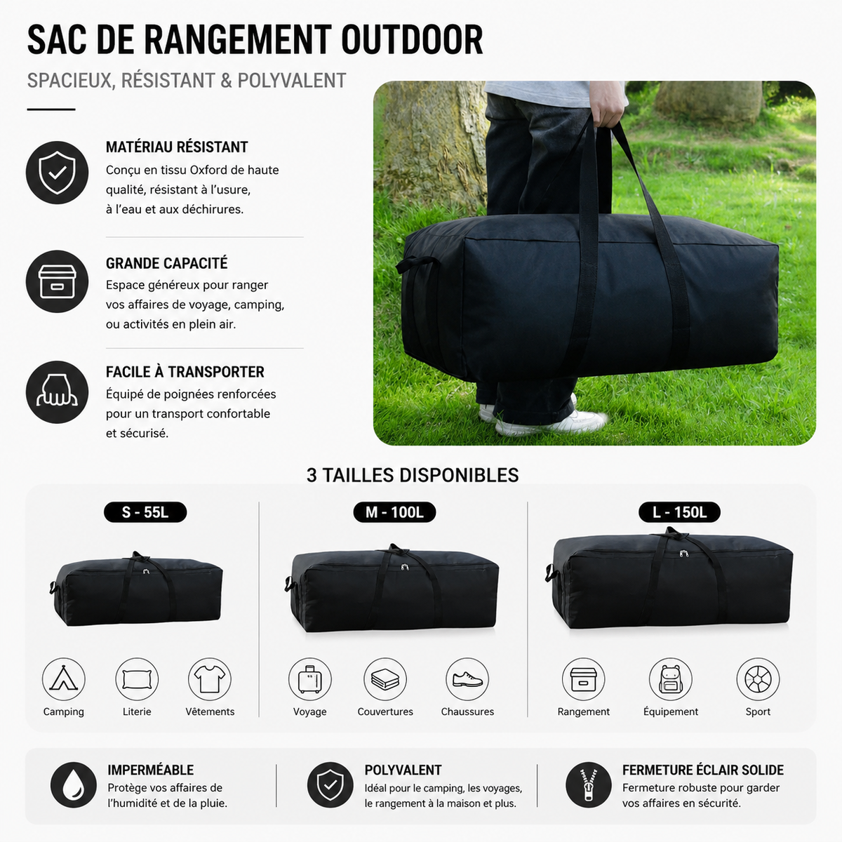 Sac de Voyage XXL Pliable Extérieur
