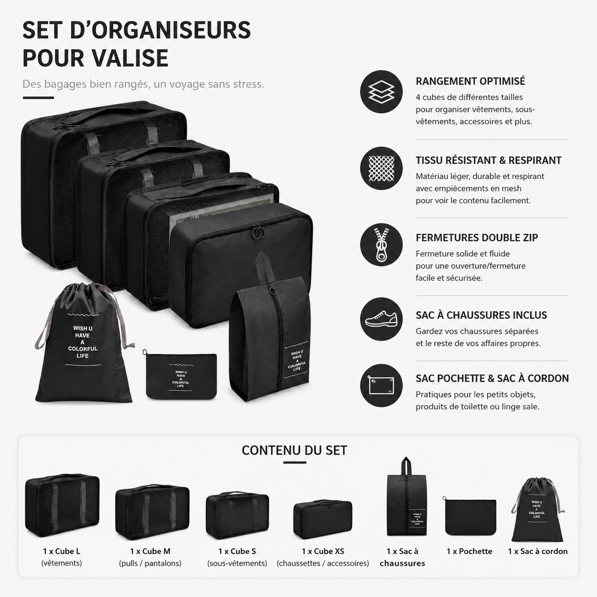 Set d'Organisateurs de Voyage Pliables