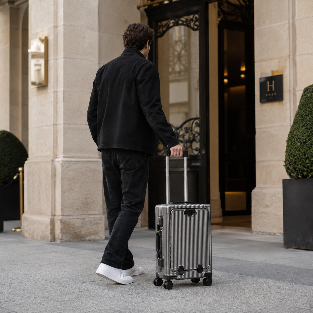 Valise Moyenne Rigide Effet Aluminium
