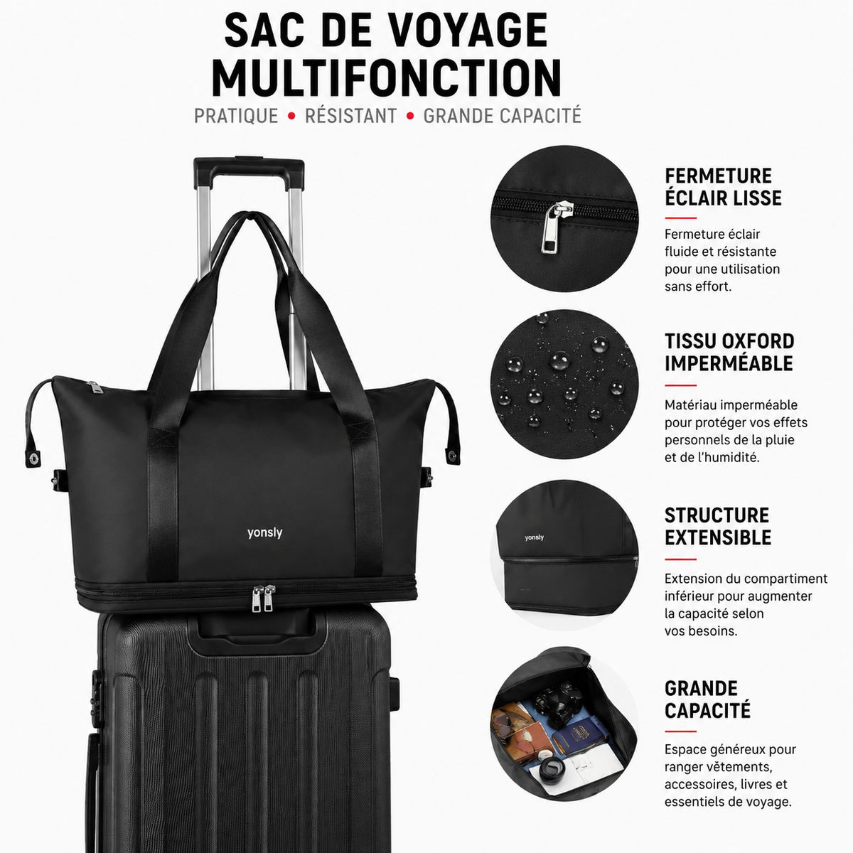 Sac de Voyage Femme Pliable et Extensible