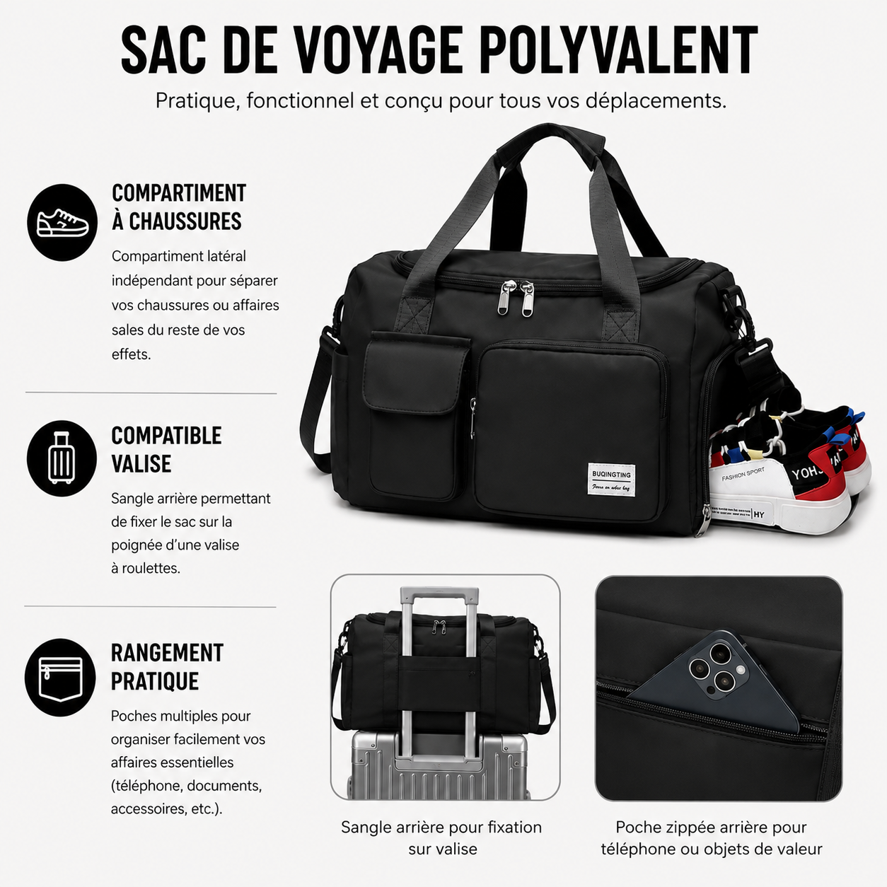 Sac de Voyage Souple Format Duffle