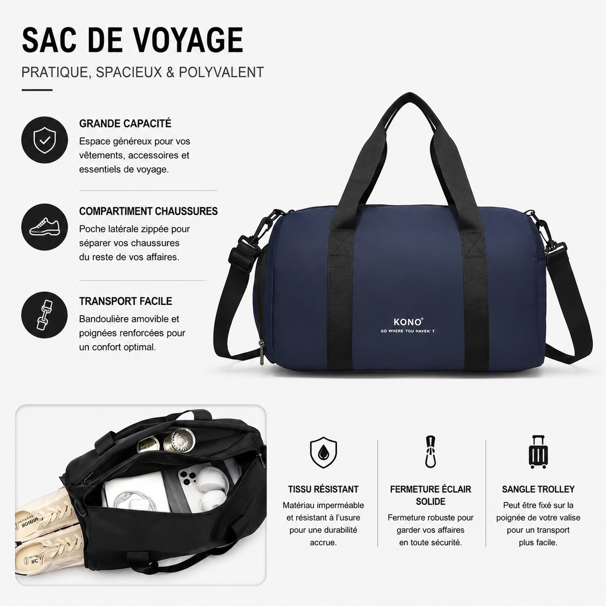 Sac de Voyage Cabine Structure Renforcée