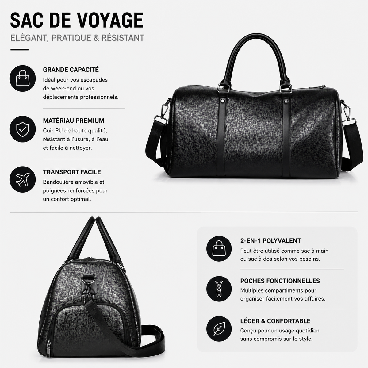 Sac De Voyage Homme Rétro Similicuir
