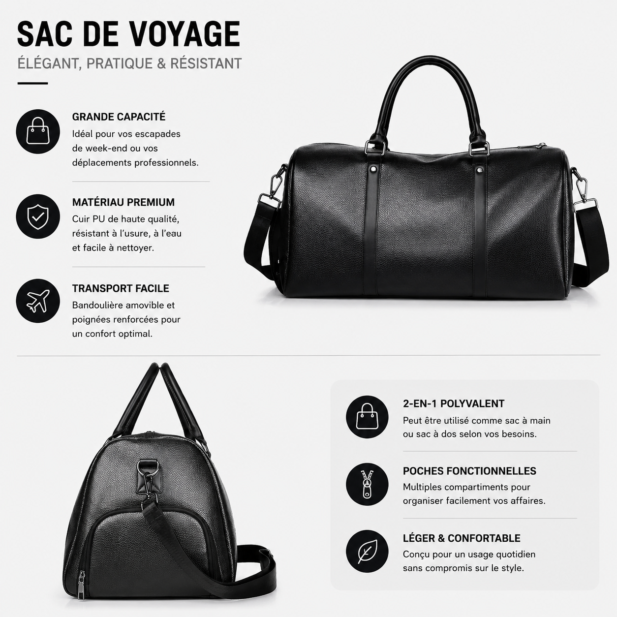 Sac De Voyage Homme Rétro Similicuir